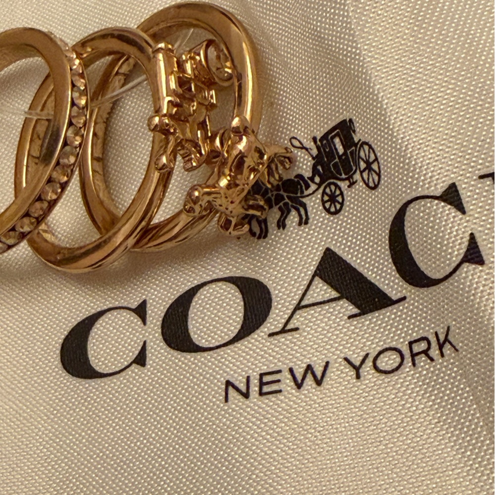 Coach Rose Gold Charm Ring Set